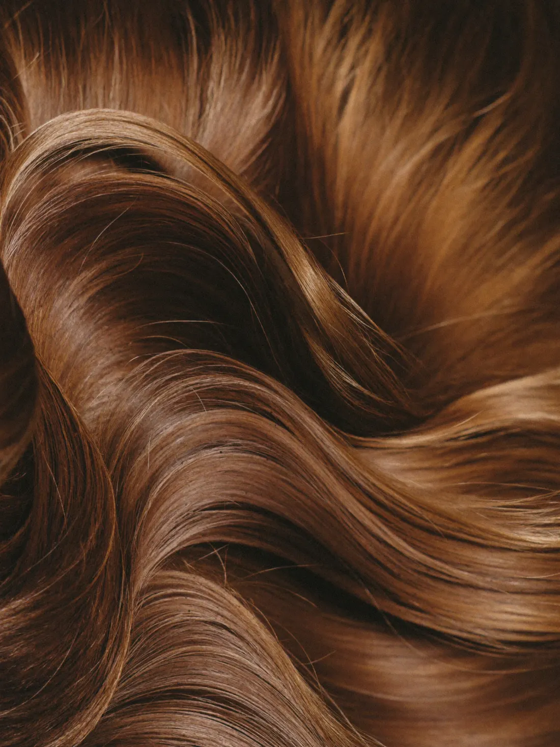 Close-up van glanzend kastanjebruin haar